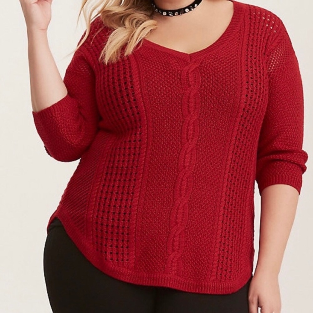 Torrid Size 0/Large V-Neck Red Sweater